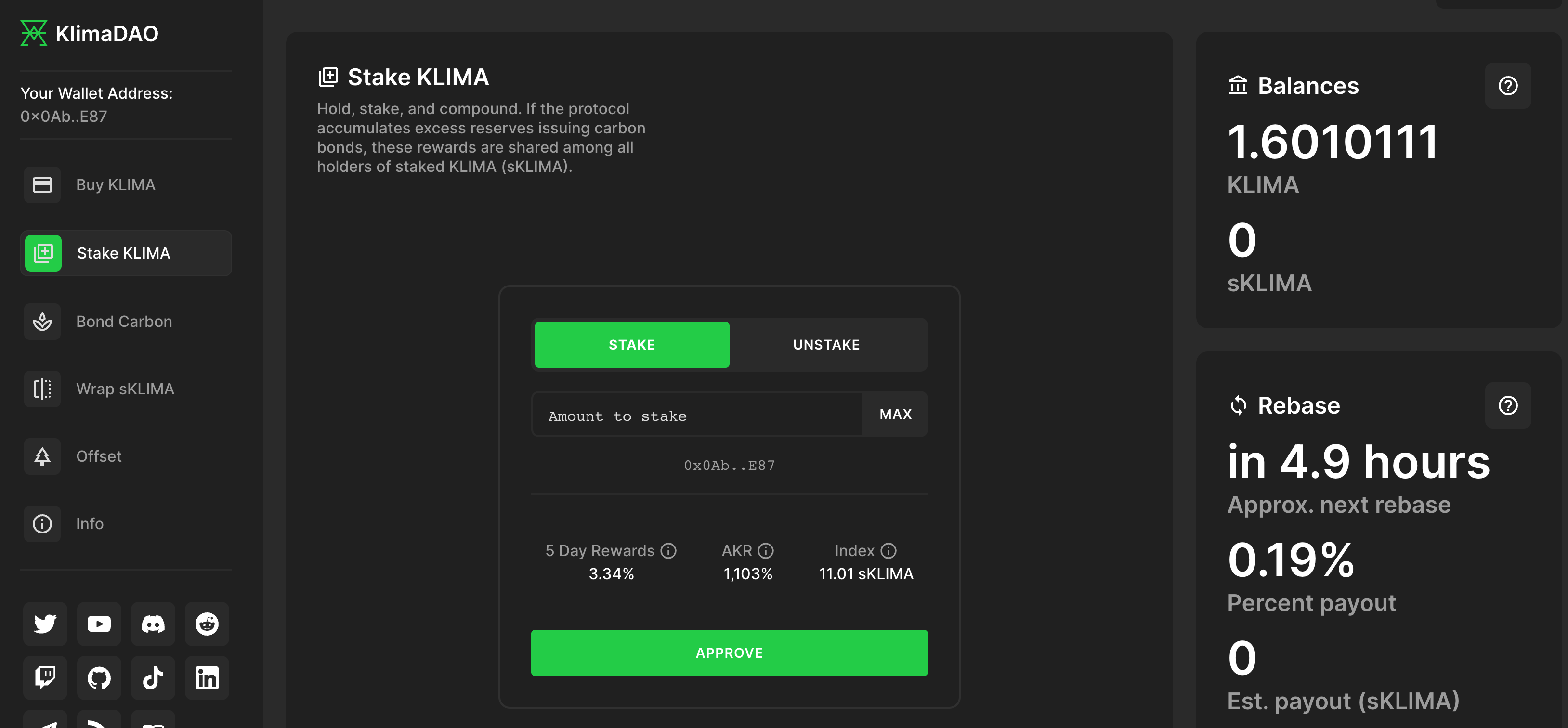 Your dashboard reflects your current token balance