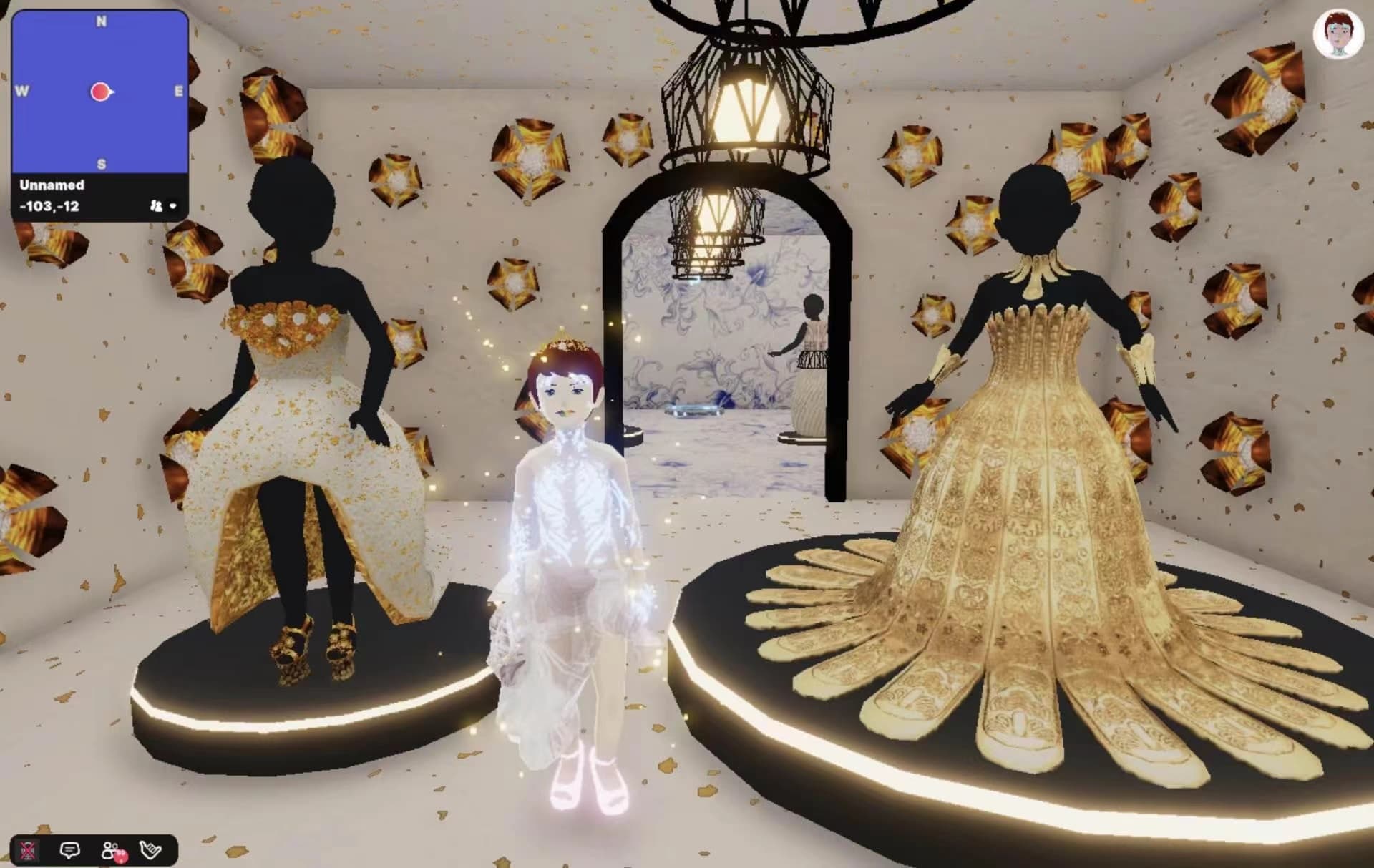 Guo Pei's exhibition of high-fashion dresses Photo source: Decentraland 