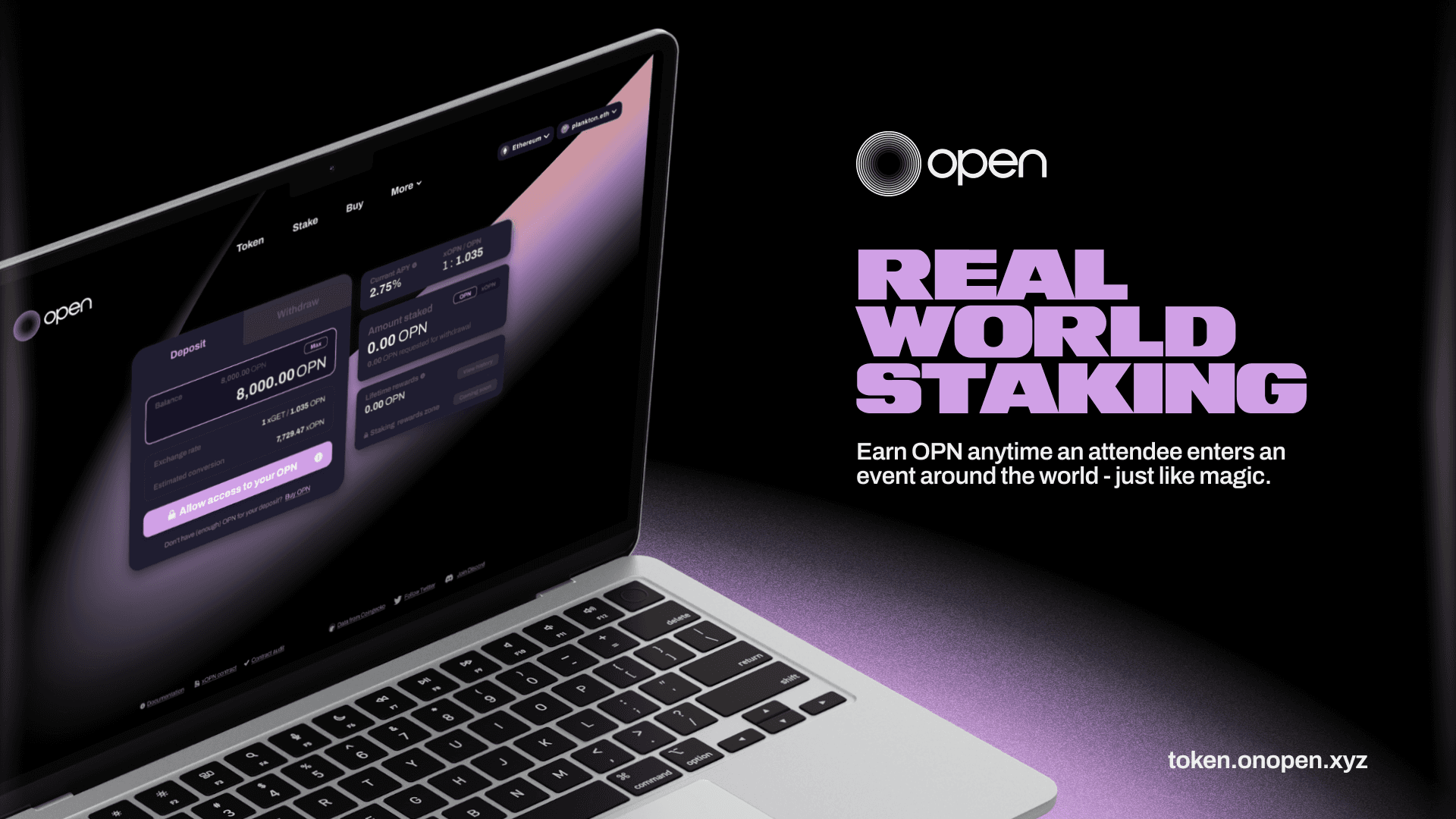 Check out the OPN staking environment: token.onopen.xyz