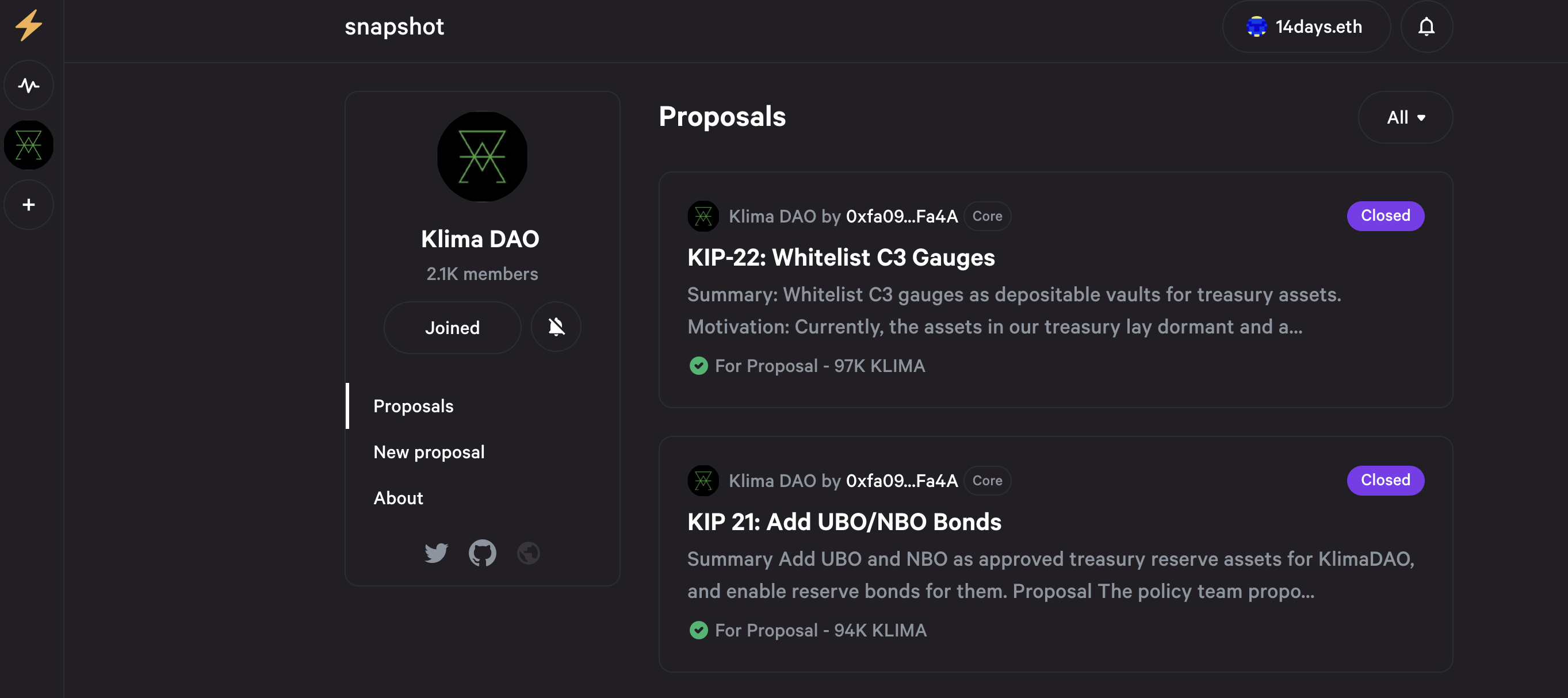 Explore the Klima DAO proposals