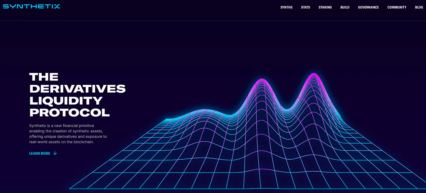 파생상품 유동성 프로토콜이 뭘까? (신세틱스 홈페이지)