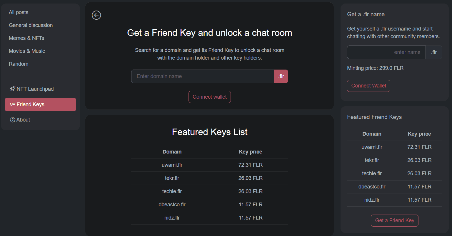 Friend Keys on FLR Chat