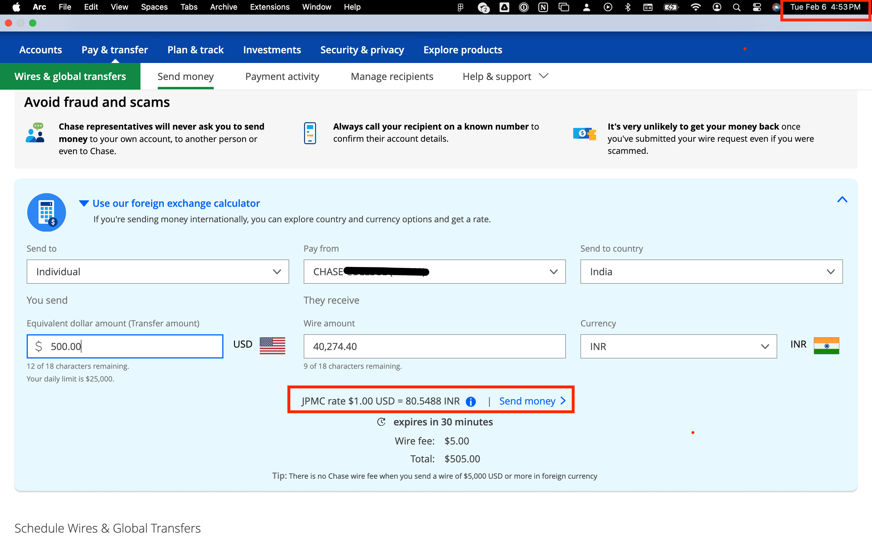 JP Morgan Global Wire & Transfers