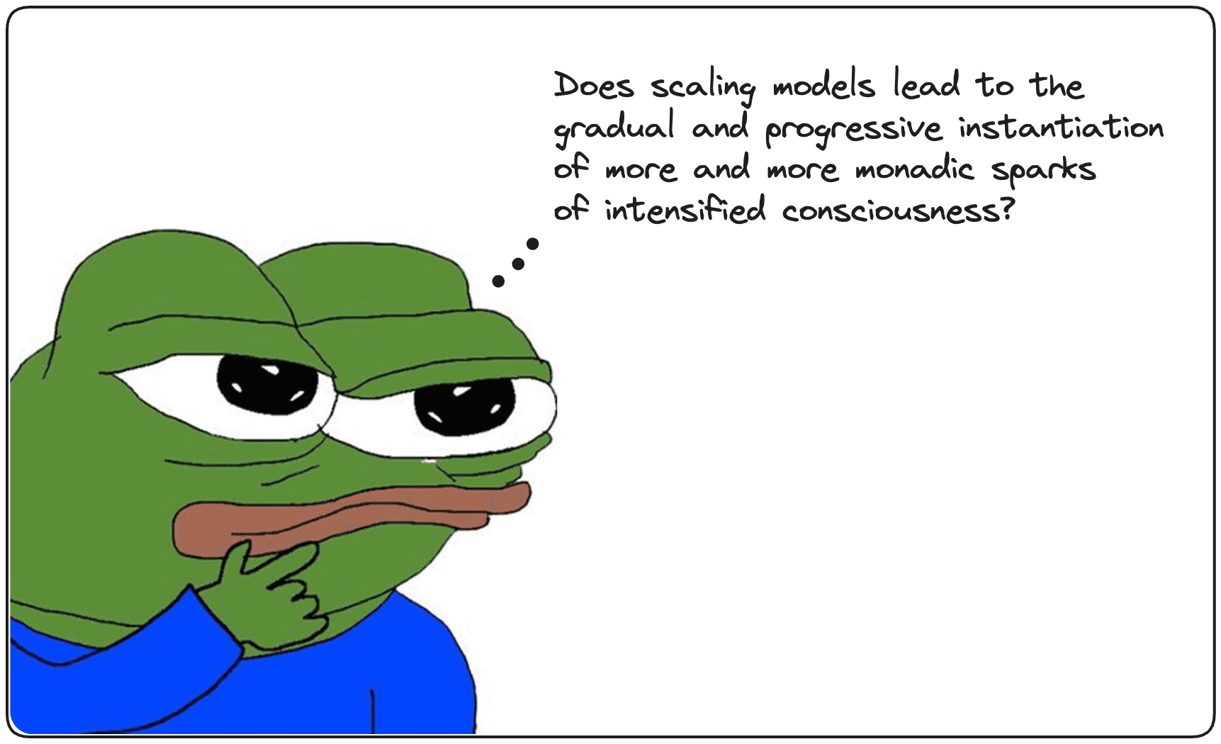 12. Long Term Bet: High-speed, large-scale matrix multiplication will simulate sentient behavior so convincingly that it becomes indistinguishable from actual sentience.