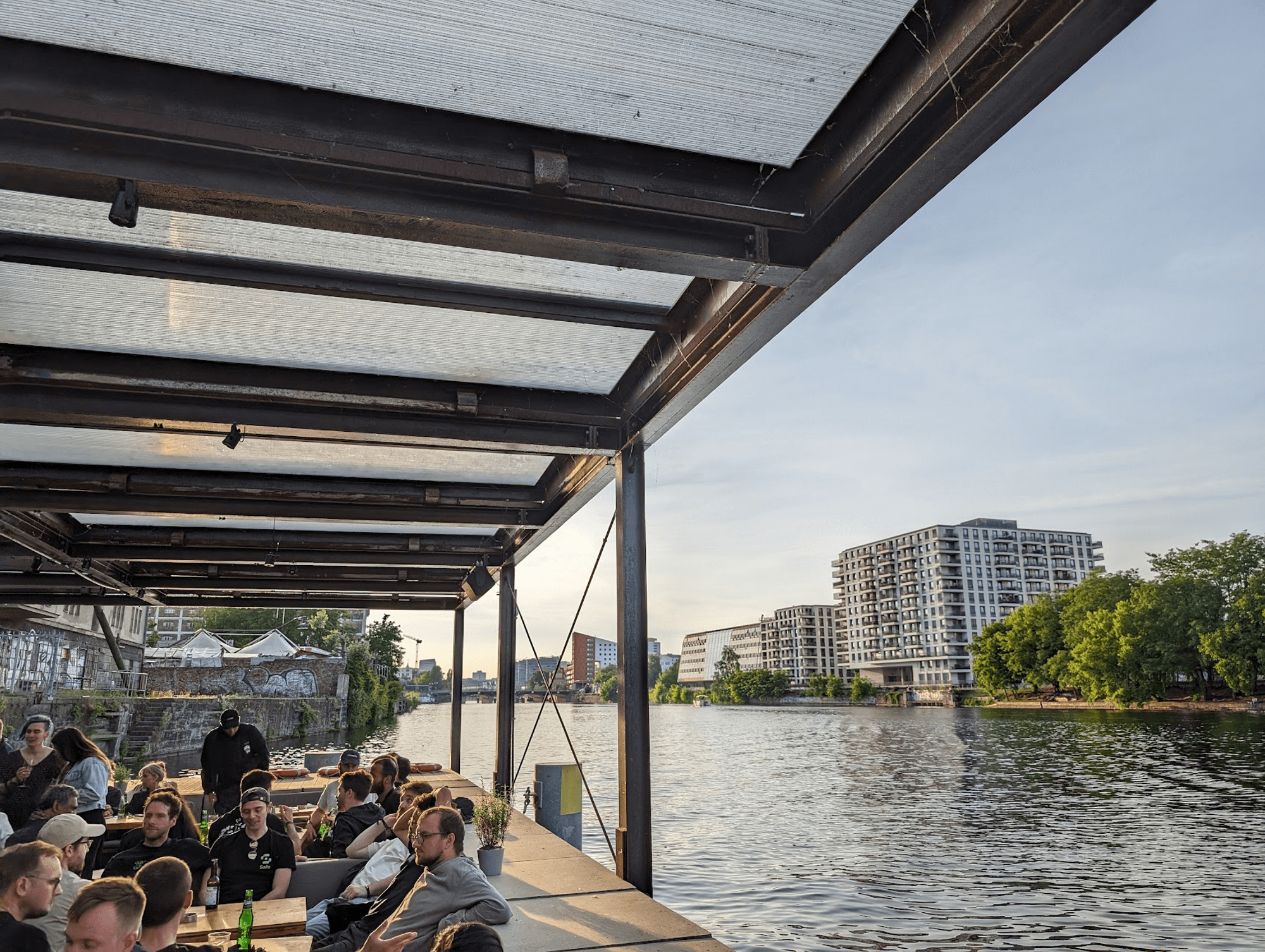 Grabbing a beer on the bank of the river - perfect ending to the last day of the conference