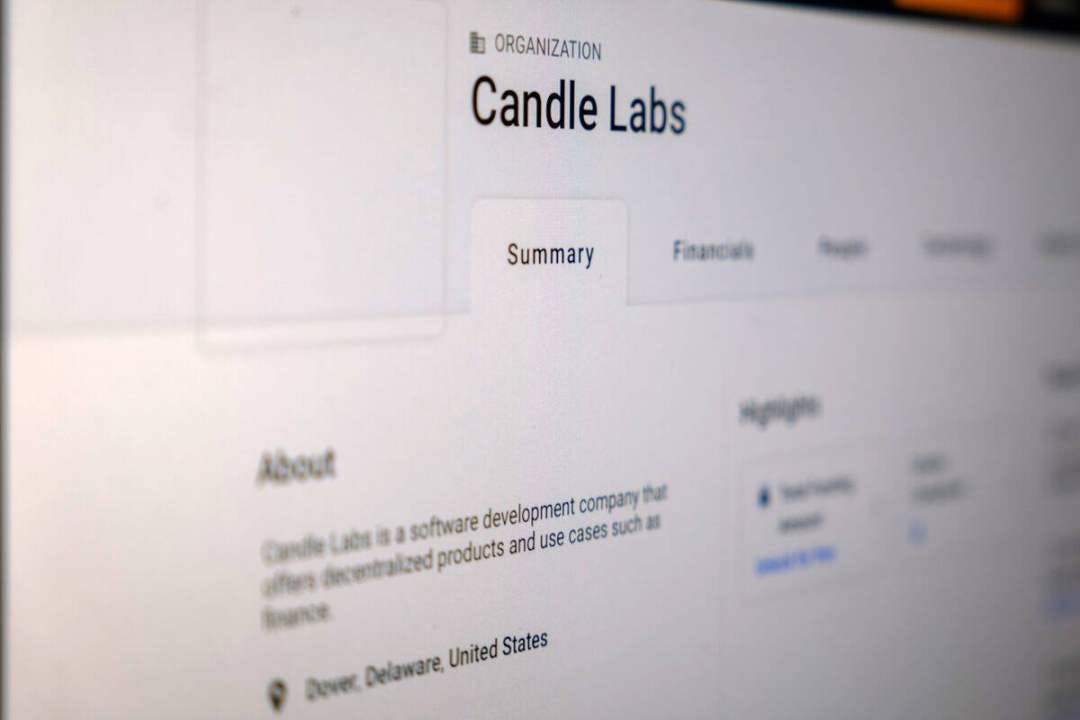 Crunchbase 网站上的 Candle Labs。来源：Bloomberg