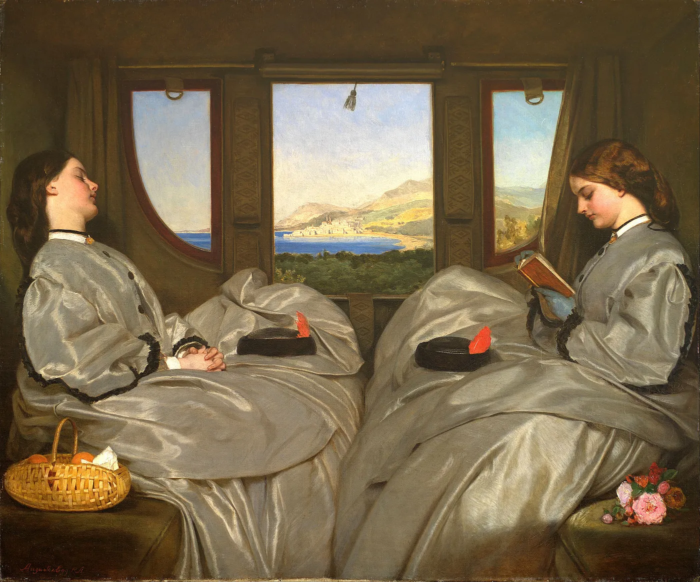 The Travelling Companions by Augustus Leopold Egg is an example of Railway Art that depicted the way the Railways revolutionized the movement of goods and people around the world