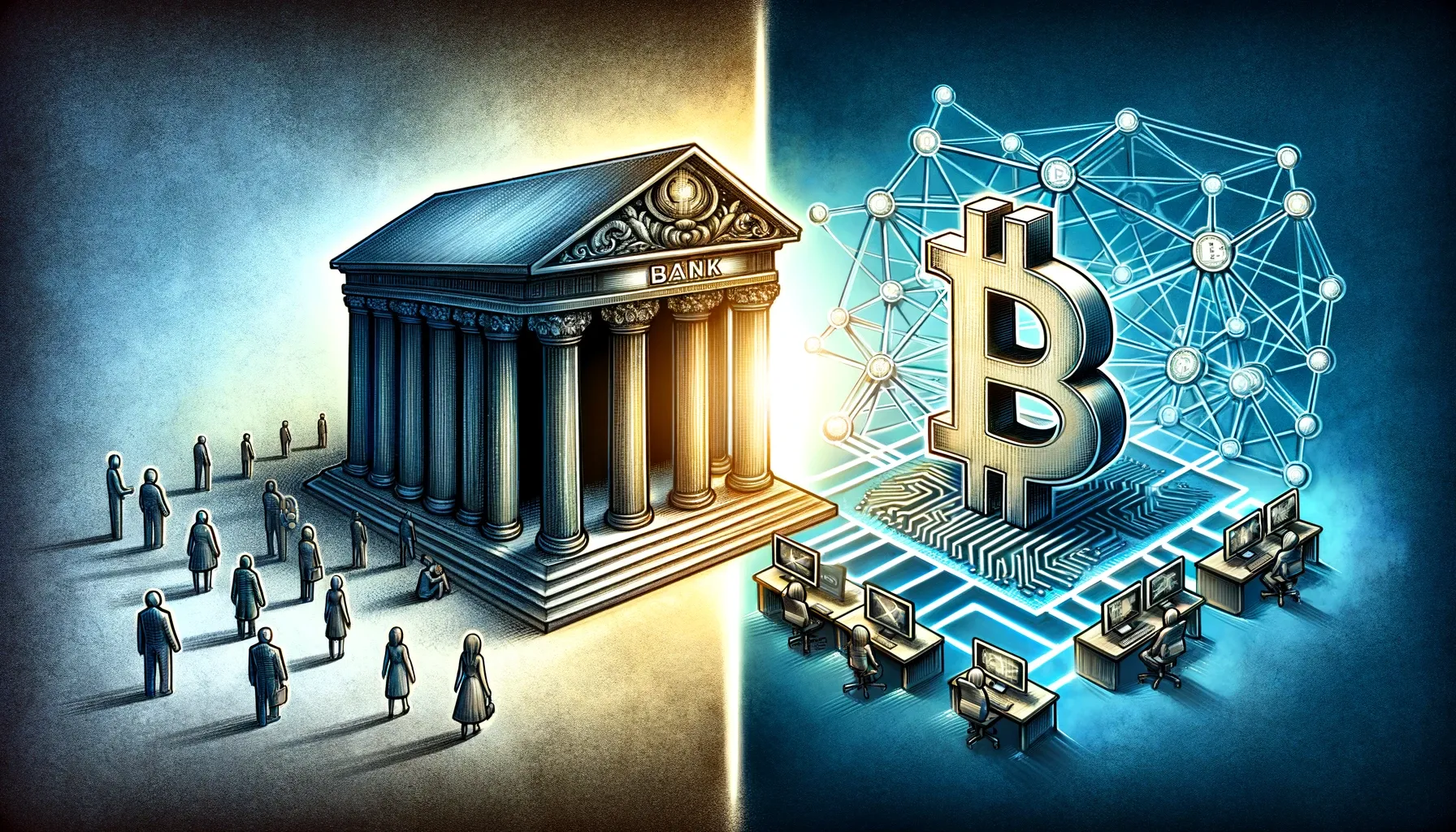 Banks vs Bitcoin-Dall-E