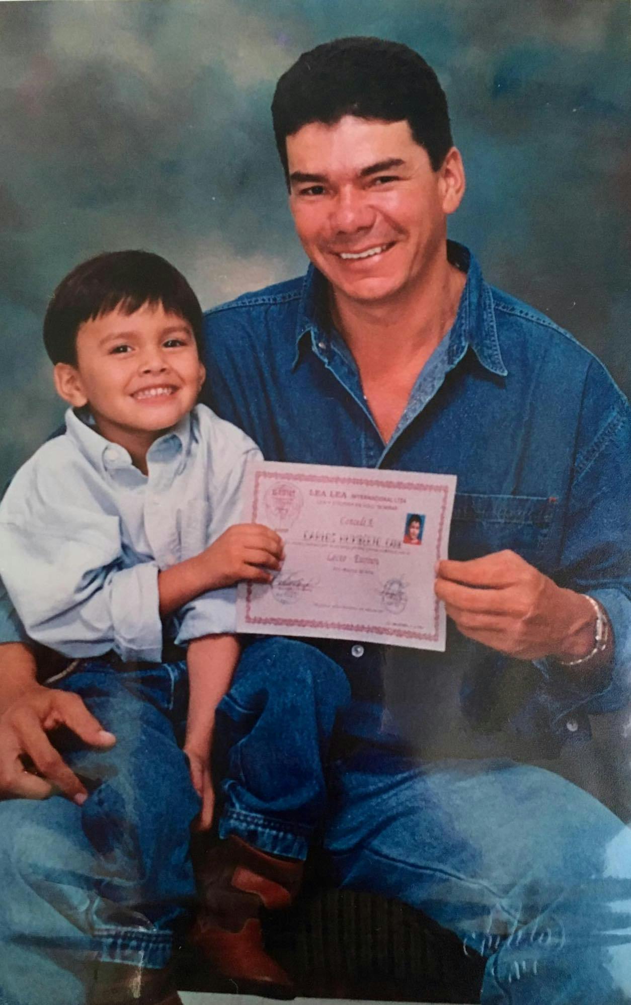 Dad and Me when I finished my fast reading course at the age of 4