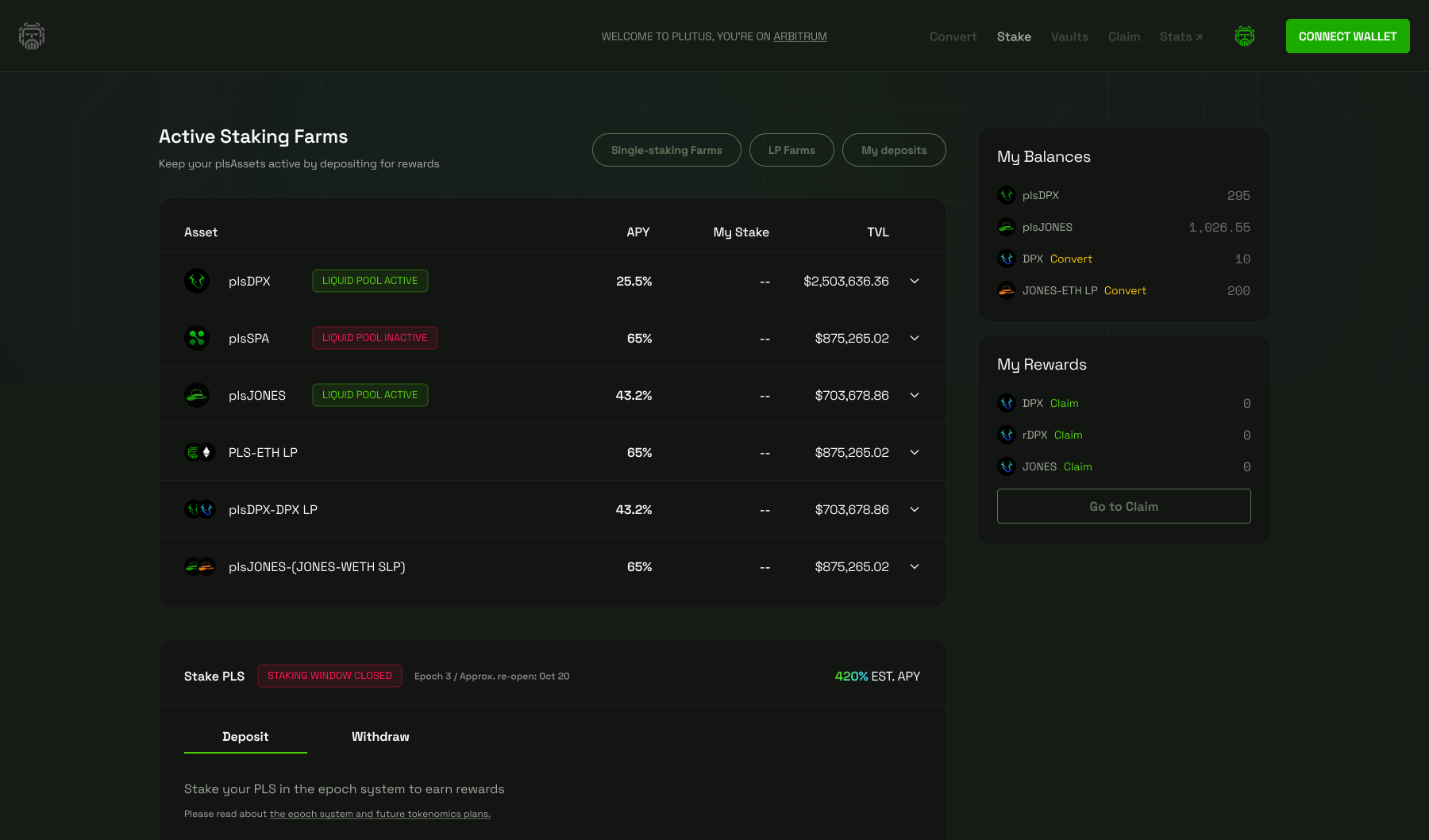 New incoming frontend design for the Stake tab on the website