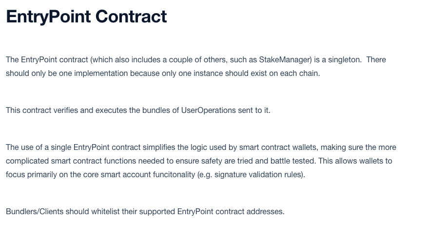 Regulation regarding EntryPoint Contract. (source: Offical ERC-4337 Document)