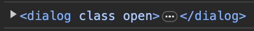 Above is a screenshot of HTML if you log console.log(modalRef.current) in dev tools. Note how dialog has the attribute open.