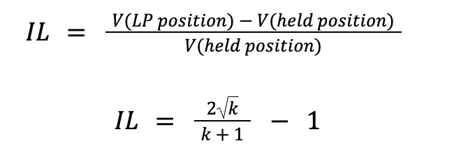 Impermanent loss calculation for a 50:50 CPMM pool