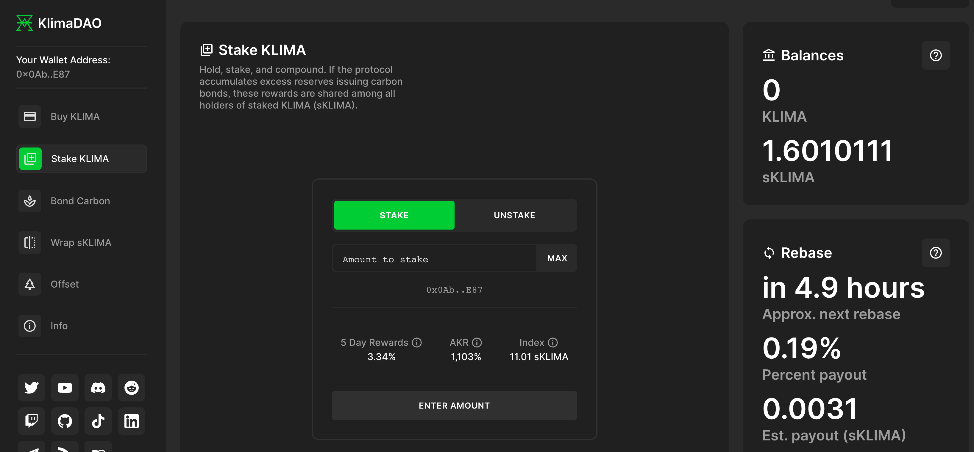 Your updated balance should only have sKLIMA now