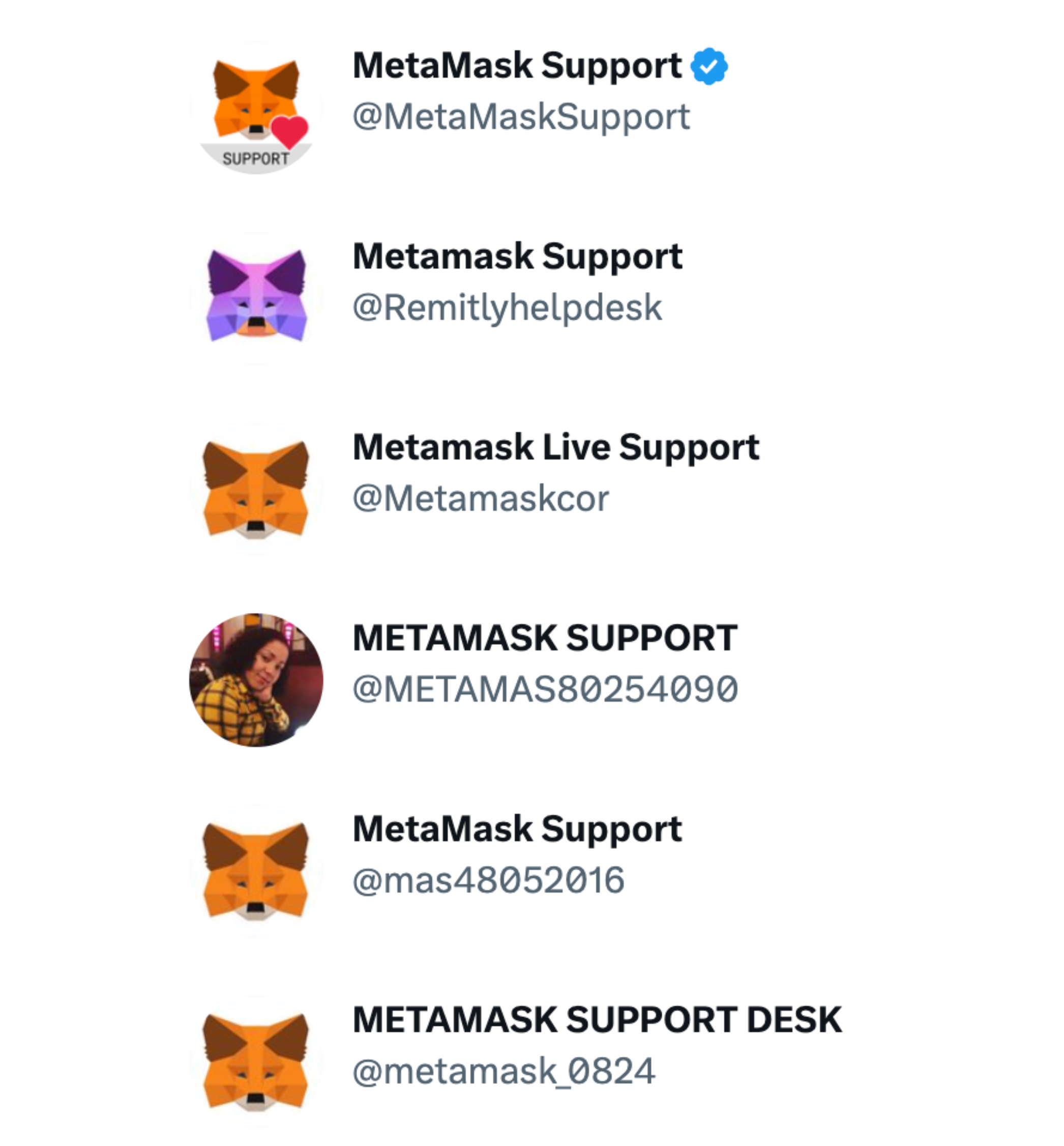 Fake MetaMask Twitter Accounts