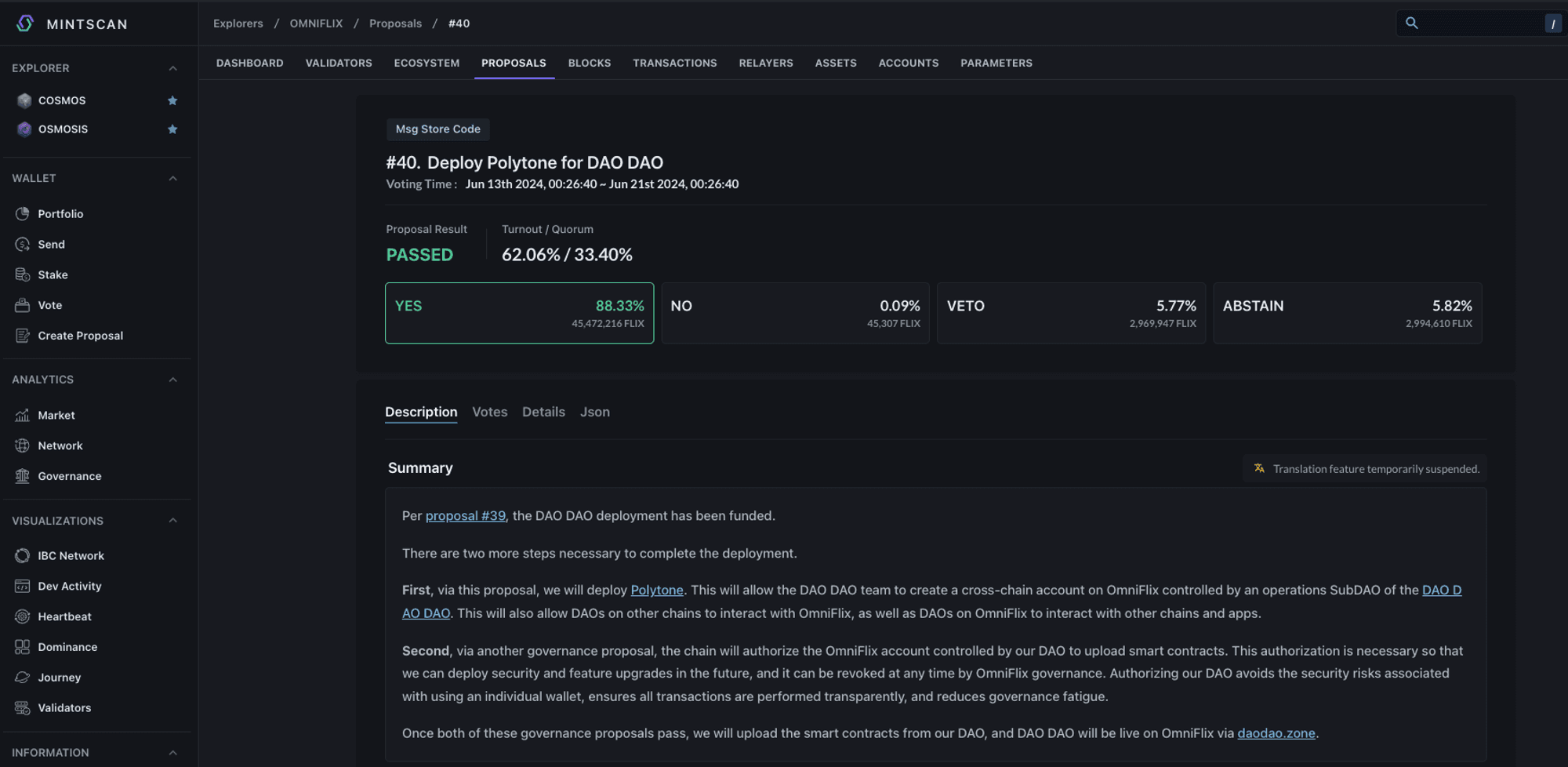 FLIXProp40 on Mintscan