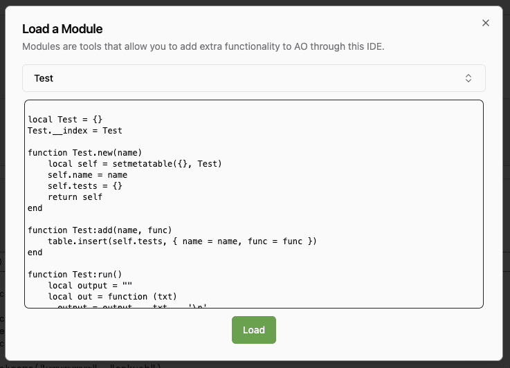 Loading the Test module