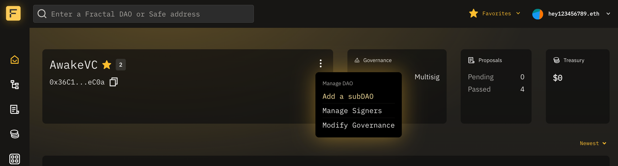 Modify the Signers or Governance of a Safe in the Homepage or settings page