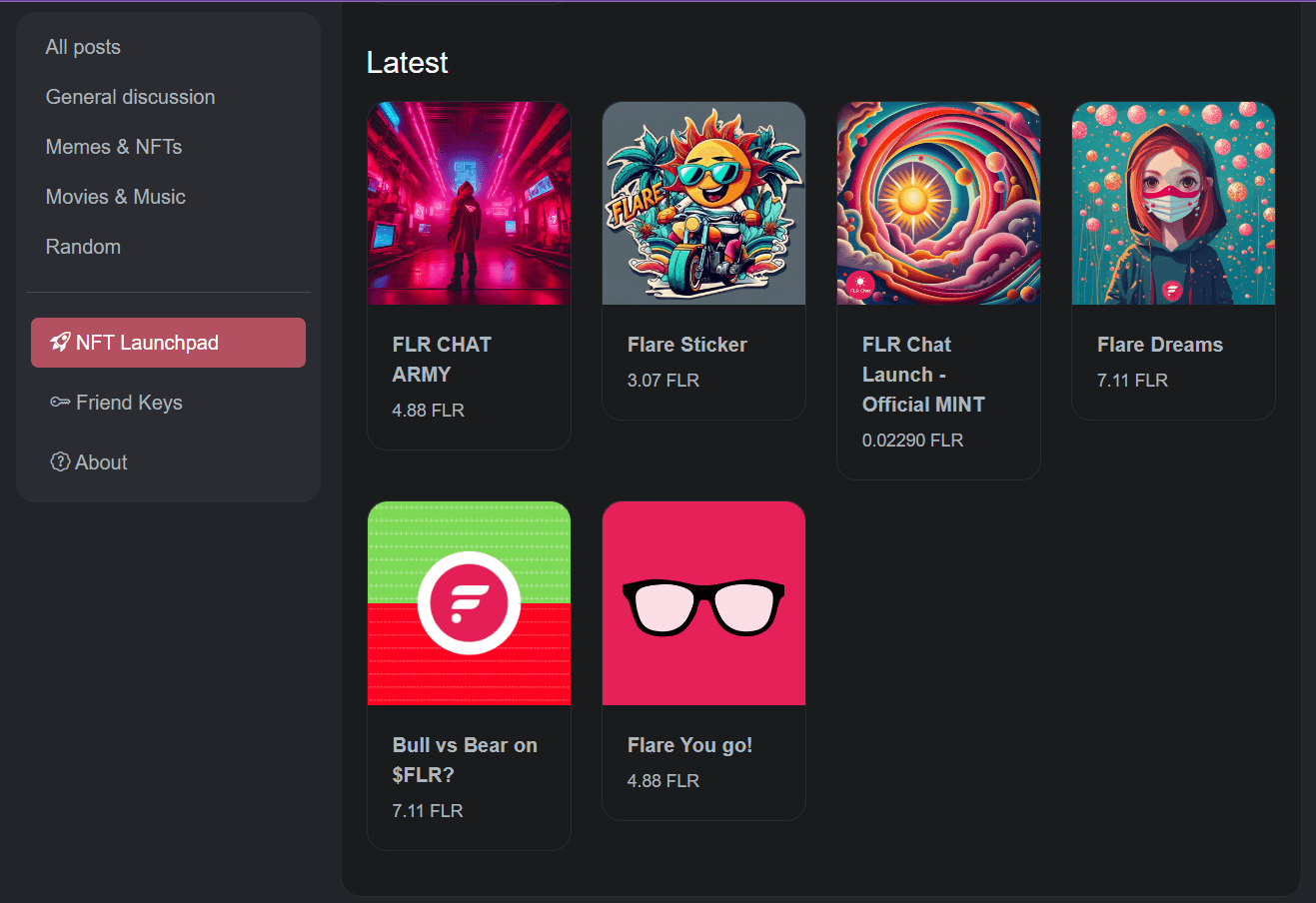 NFT Launchpad on FLR Chat