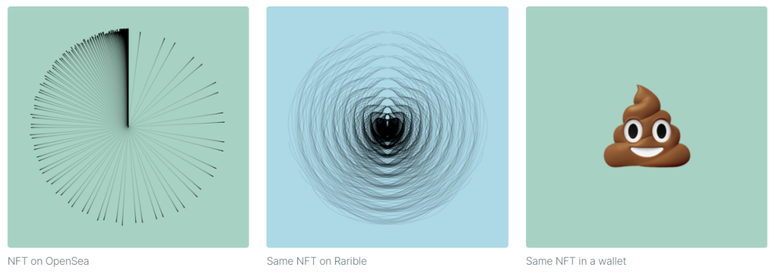 在OpenSea上的NFT    同样的NFT在Rabible上    同样的NFT在钱包中