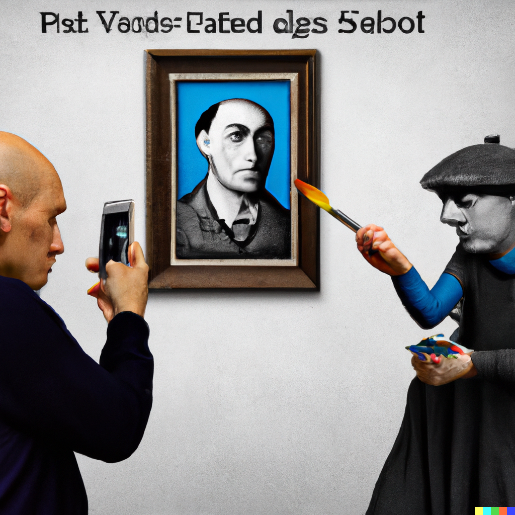 Here is an AI image of my search “a picture of Pablo Picasso stealing someone else's idea for a new social media application” from DALL-E 2