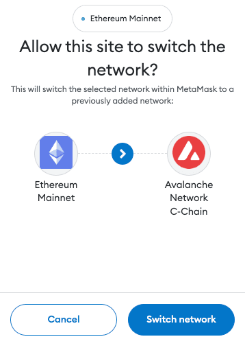 The `wallet_switchEthereumChain` Method will open this prompt when switching networks