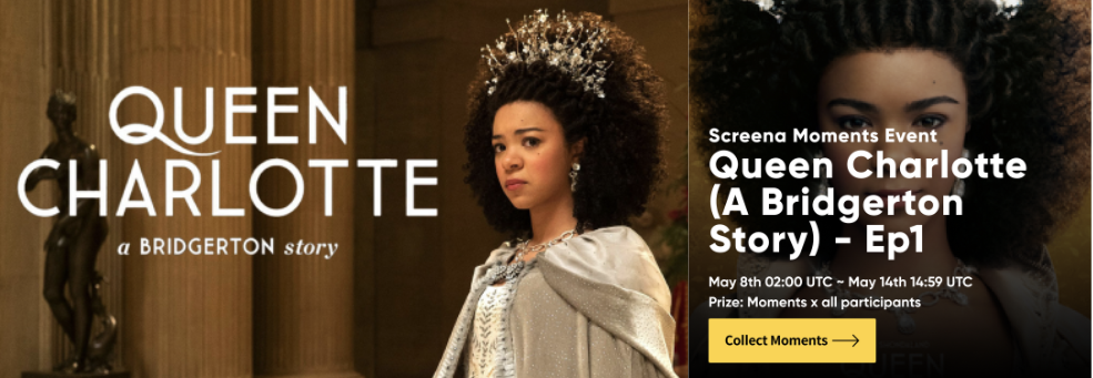 Available to watch the 'Queen Charlotte' on Netflix via Screena Watchparty