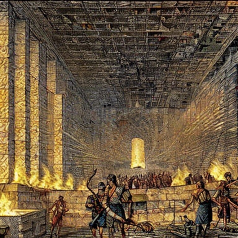 StableDiffusion's take on a burning Library of Alexandria.