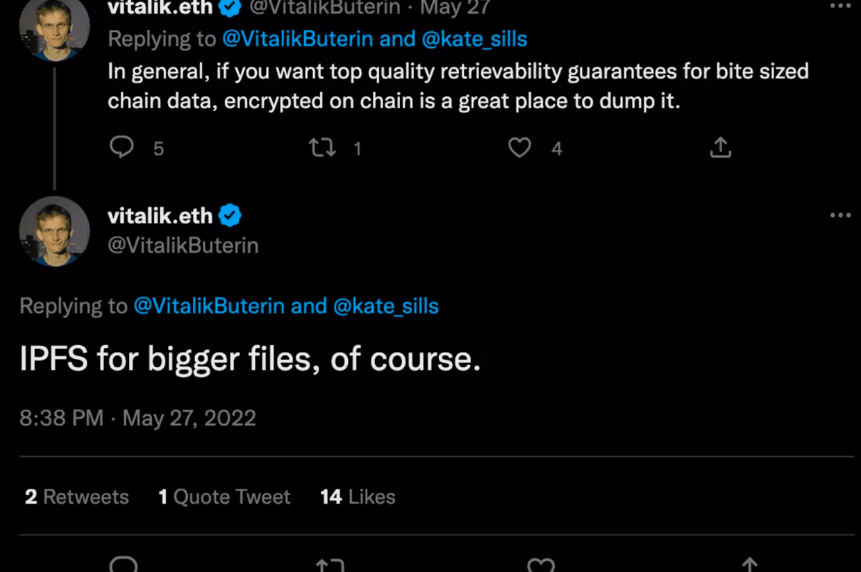 Vitalik Buterin thread on how he stores his large data