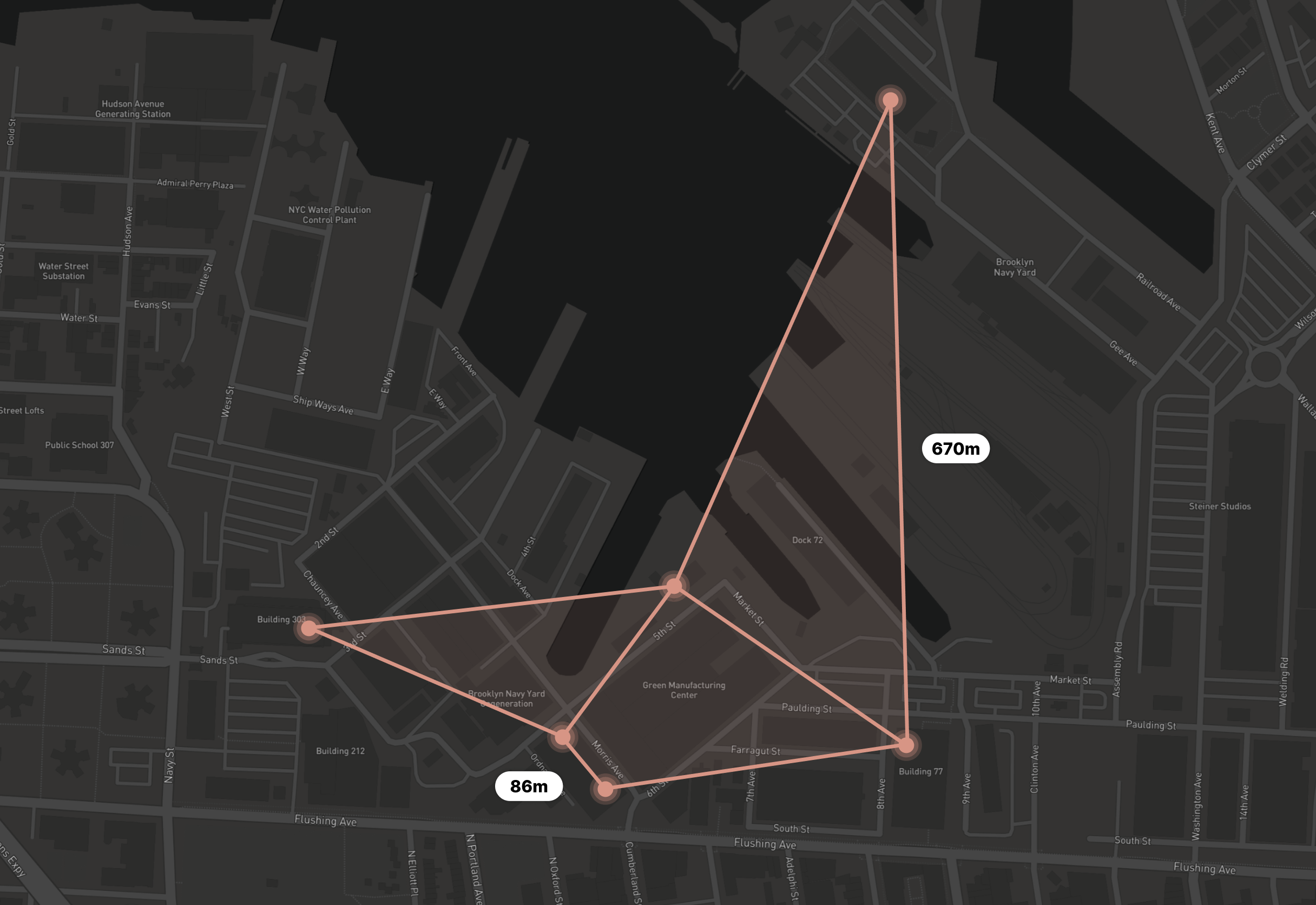The Current FOAM test Zone in the Brooklyn Navy Yard has a maximum distance of 1 kilometer between Zone Anchors 