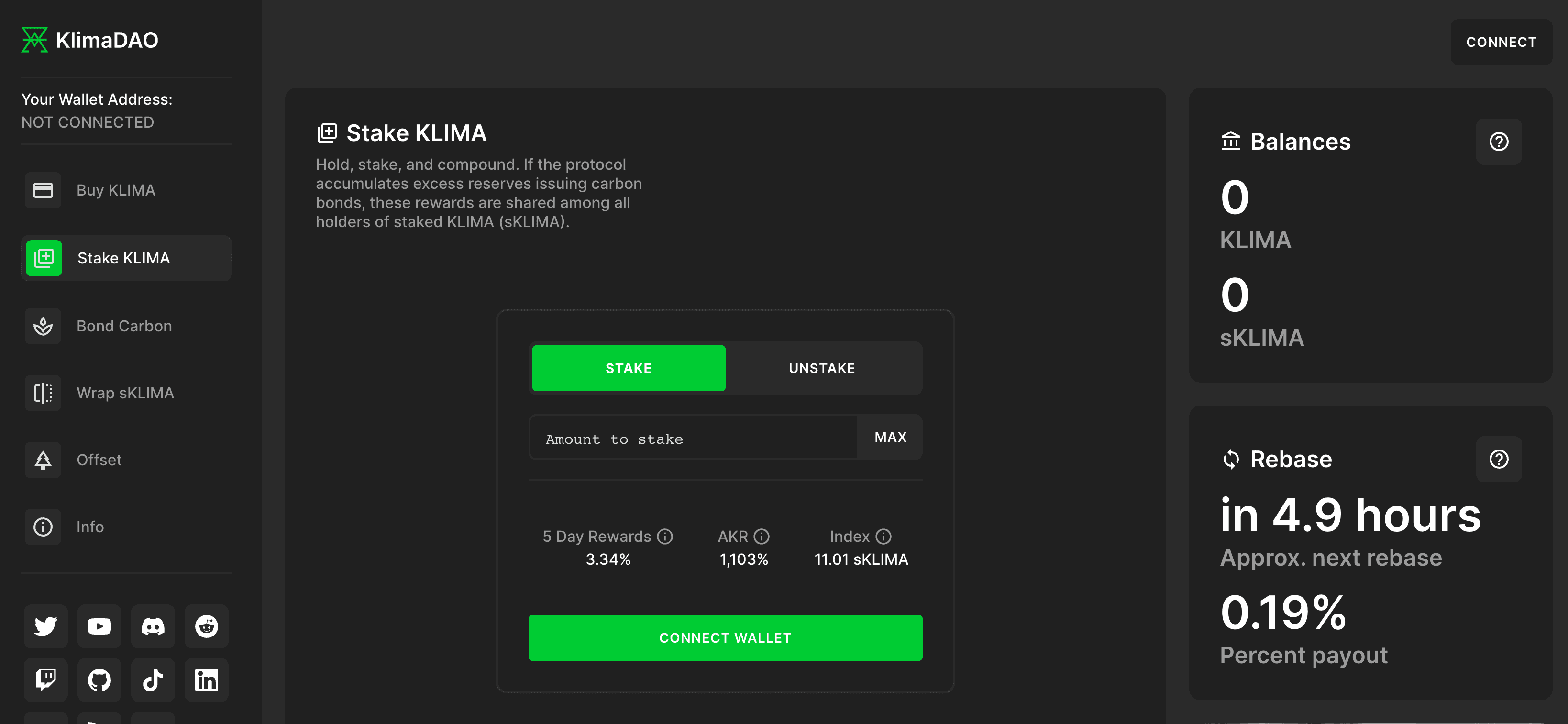 The KLIMA DAO dapp