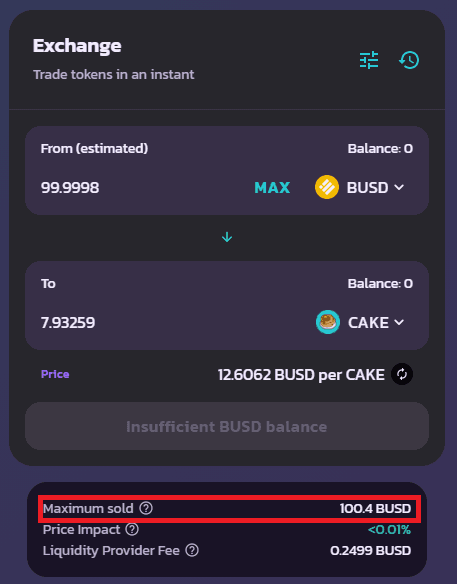 Toに入力した場合はswap{A}ForExact{B}となり最大入力量が表示される