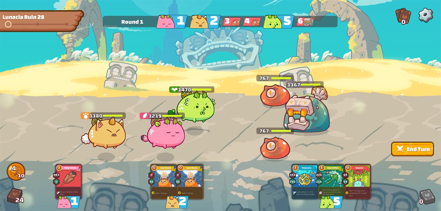Screenshot of Axie Infinity's gameplay from my mobile phone. 