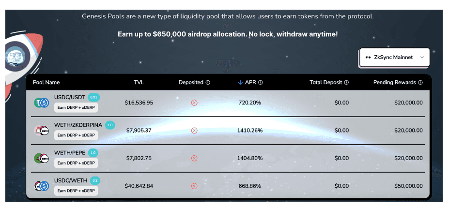 Genesis Pool on zkSync (more upcoming) 