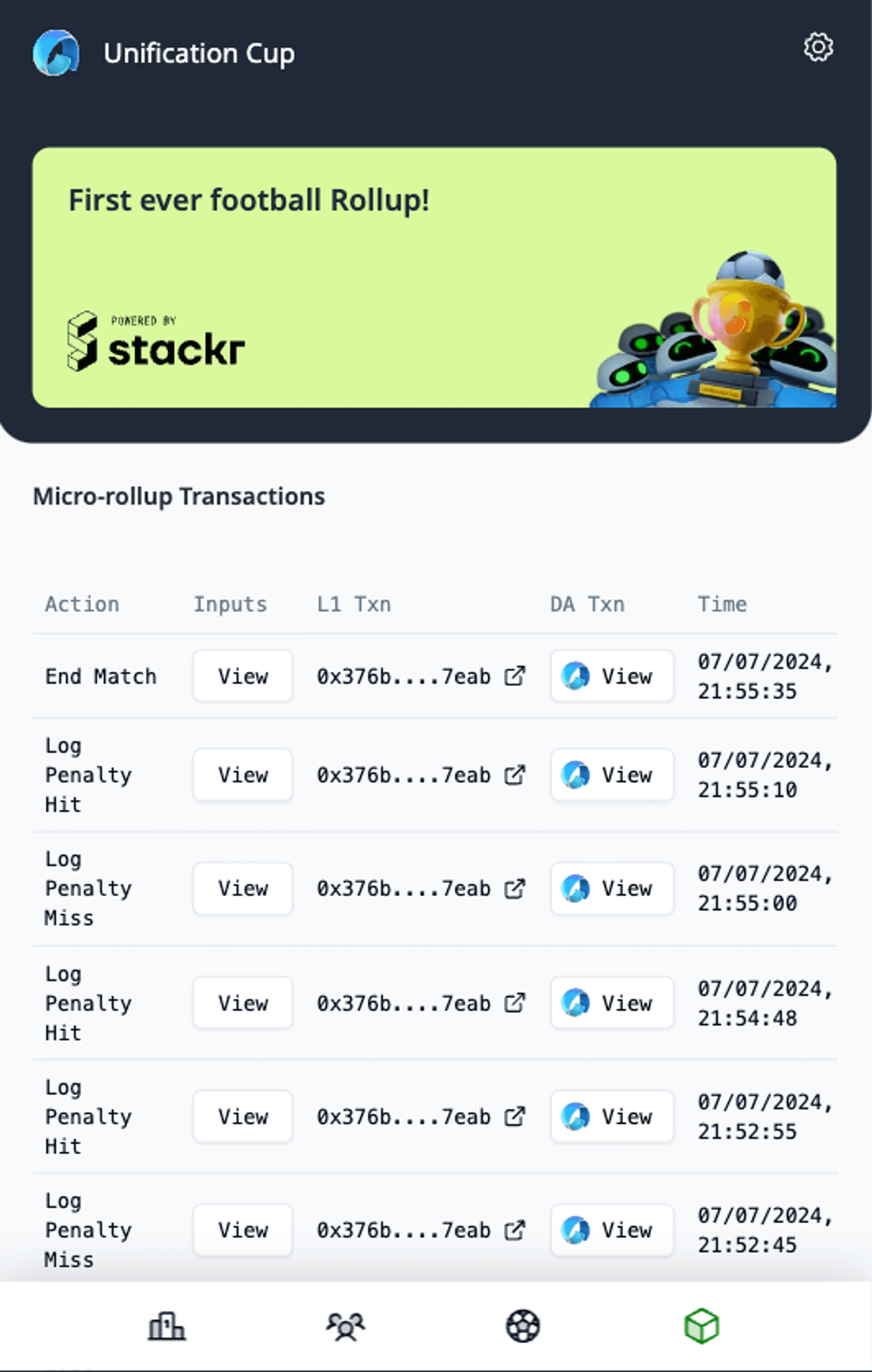 UI: Transactions page