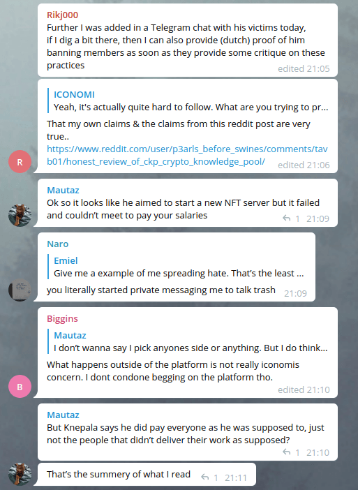 April 15th 2022 unofficial ICONOMI Telegram