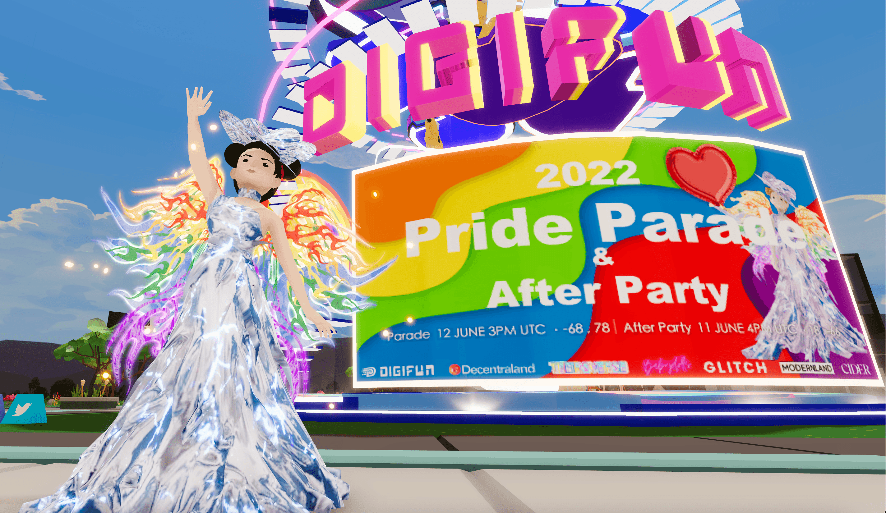                                     Dress： DigiFun X Yaping Chen  Five Elements                                                                   Wings：DigiFun X Mochic   Phoenix pride wings