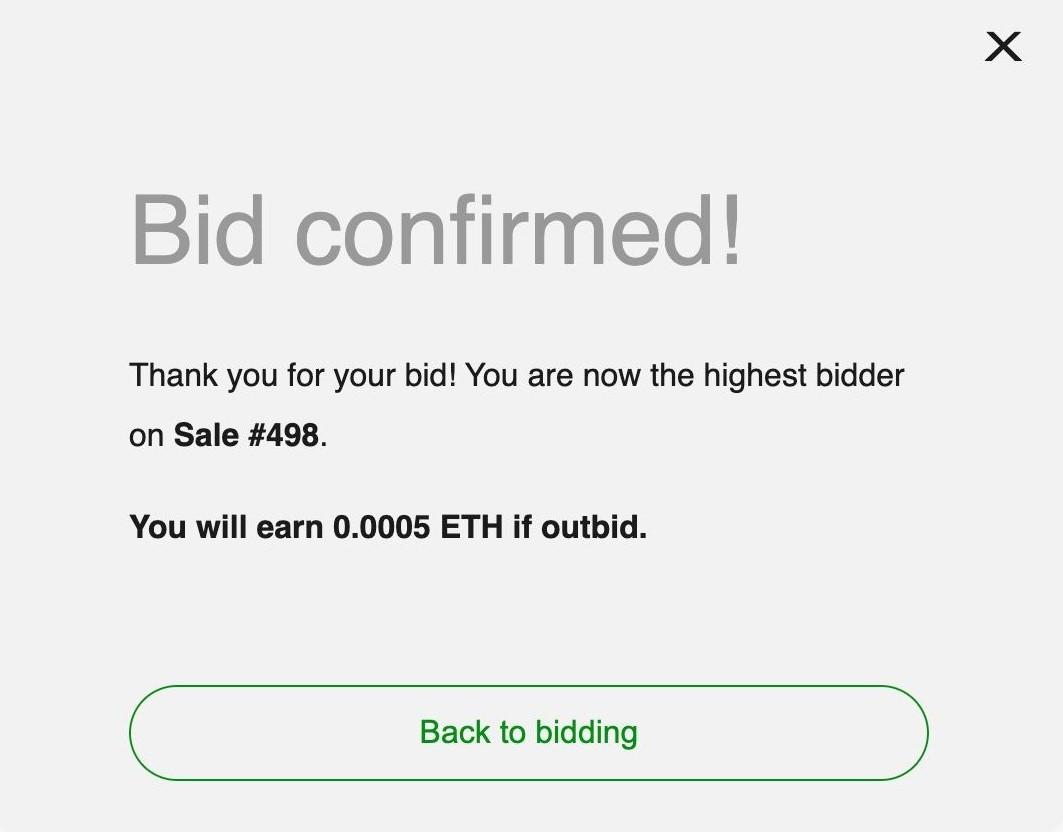 Bid confirmed! Now, go ahead and place bids on other Cards to increase your chances.