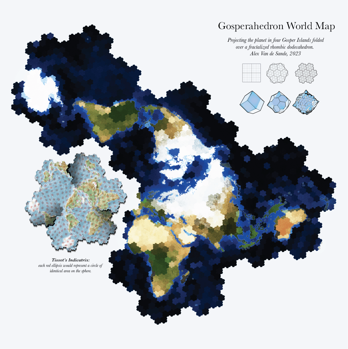 Blue Marble's Earth, highlighting the Gosper Islands that make the grid. (I'm sorry about the Iberian Peninsula, but they had it coming.)