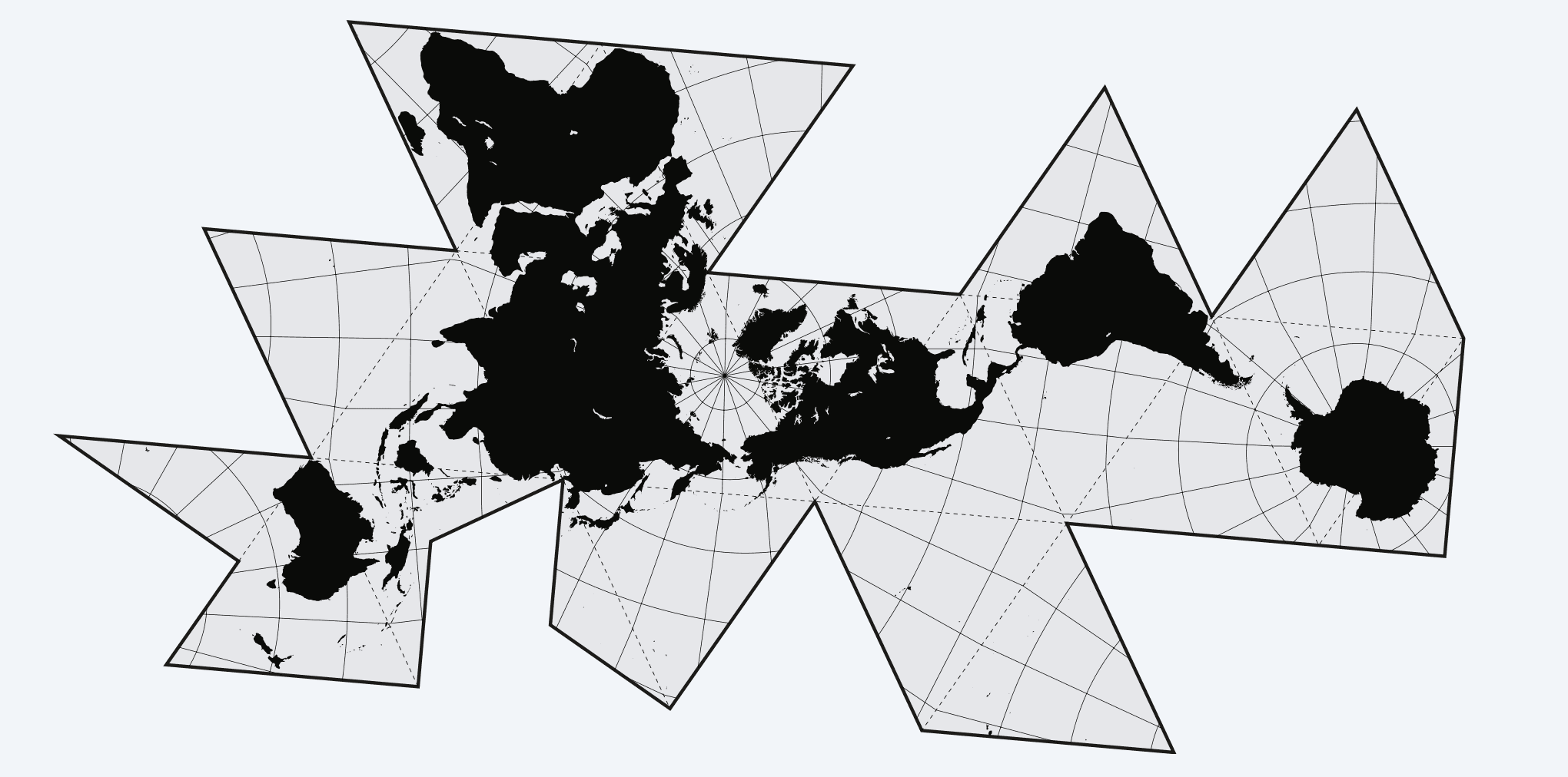 Buckminster Fuller's map is intended to show Earth as a united island, or "spaceship"