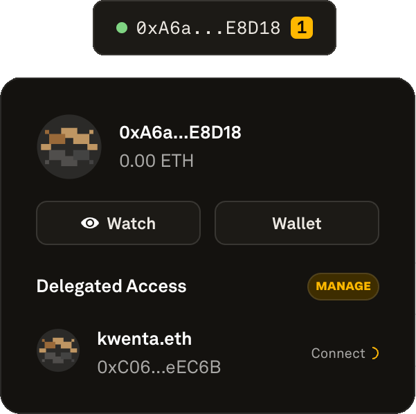 By selecting "Connect", 0xA6a can now trade from the kwenta.eth owned Smart Margin Account