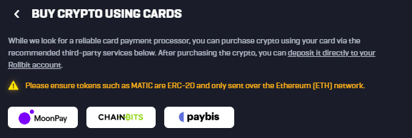 Buy ETH with a credit card using a centralized entity