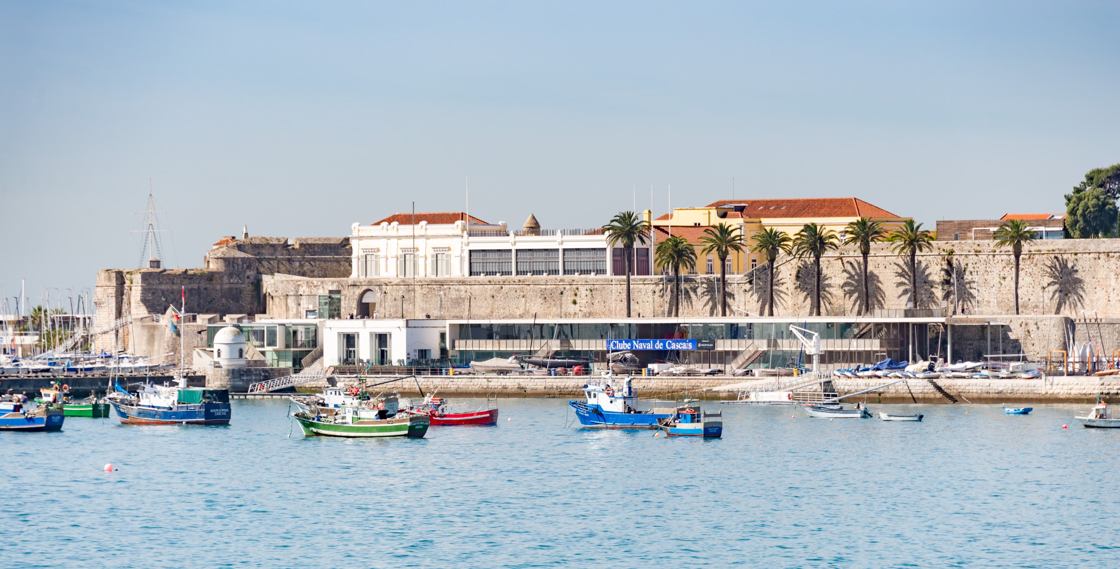 Panorama of the marina and Palace of the Citadel of Cascais.