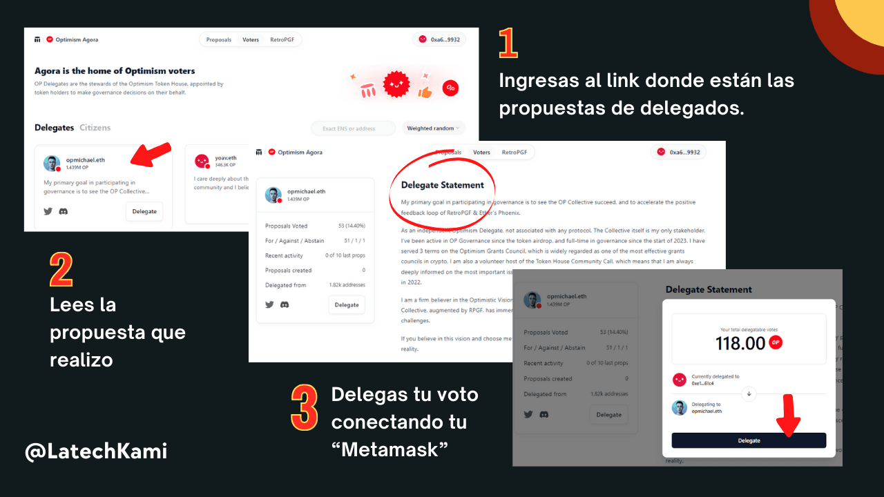 Proceso para delegar tus Token OP