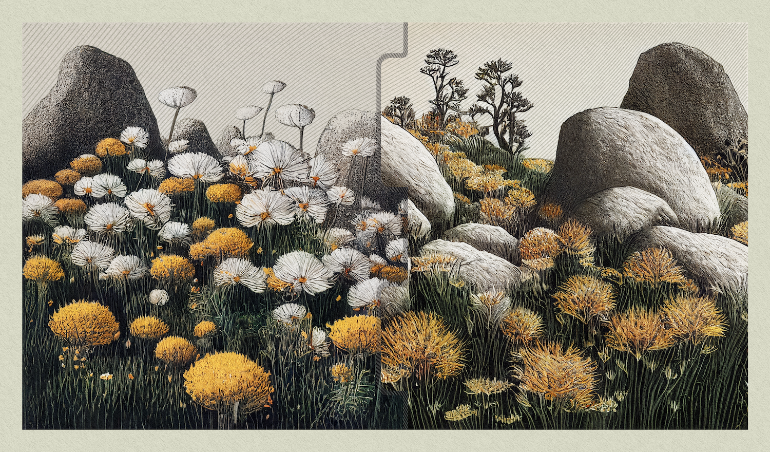 Wrenn's first landscape format artwork, Harmony #148
