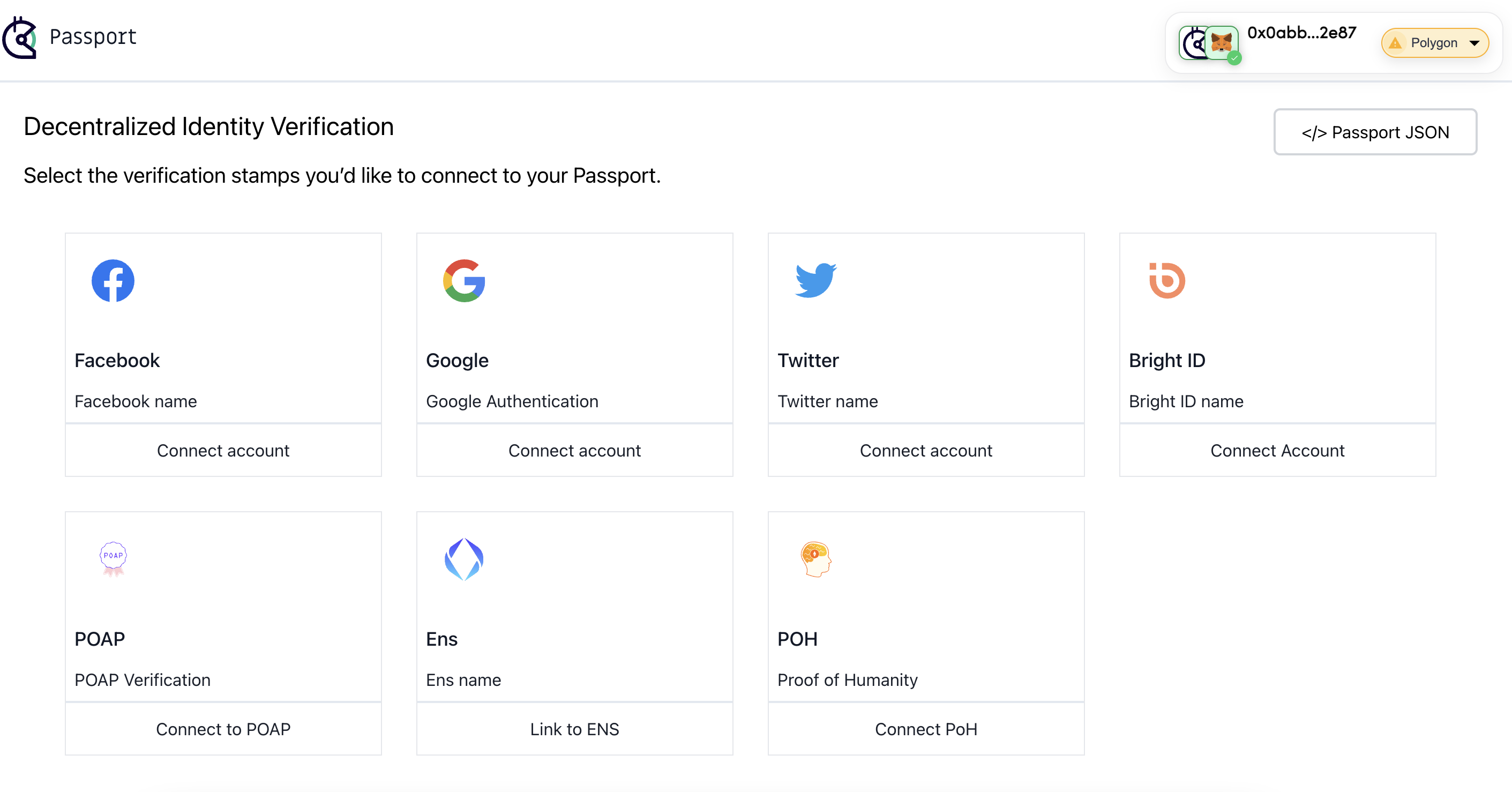 Gitcoin Passport offers seven ways of identity verification
