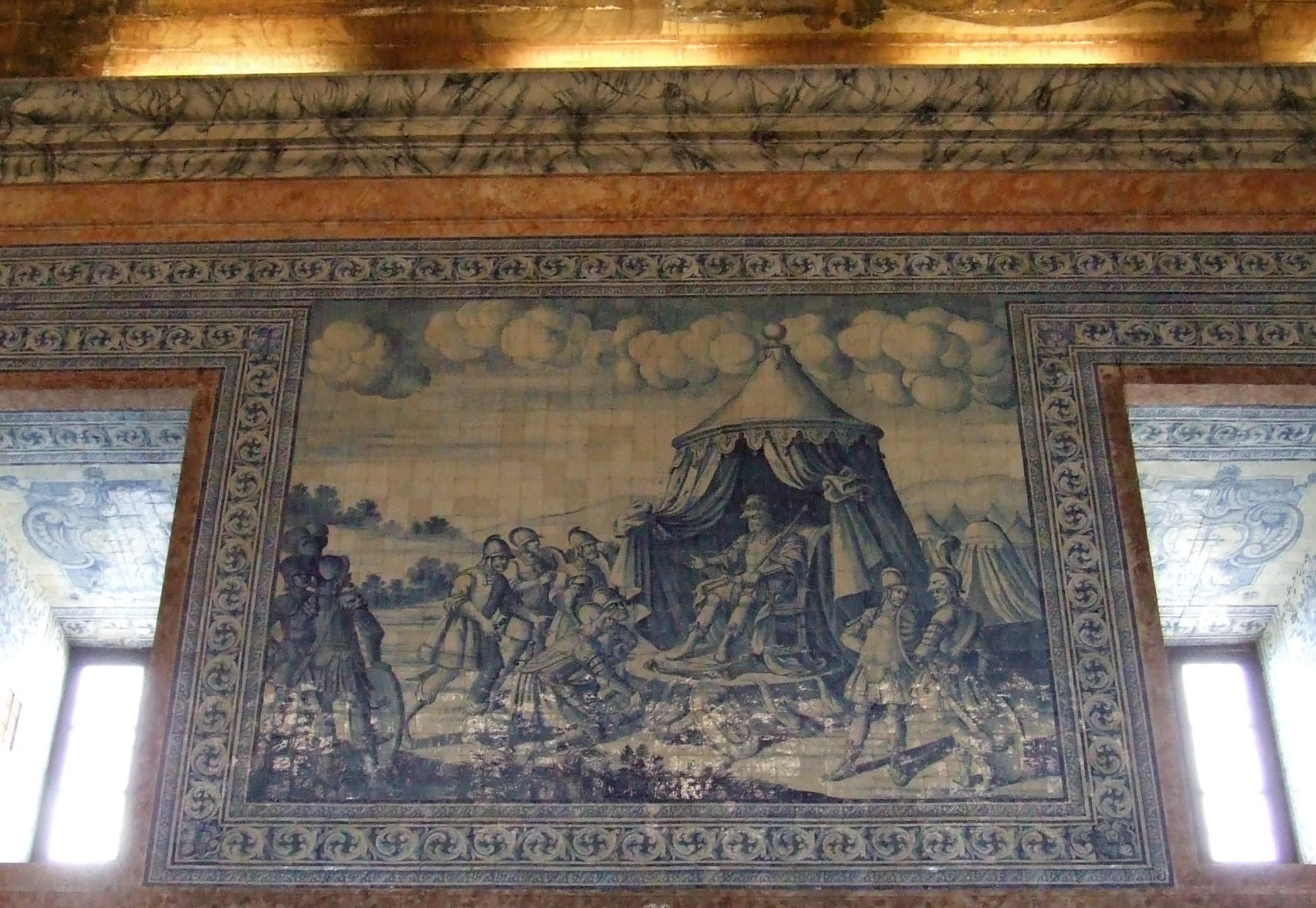 Detail of one of the tile panels alluding to the Battle of Ourique
