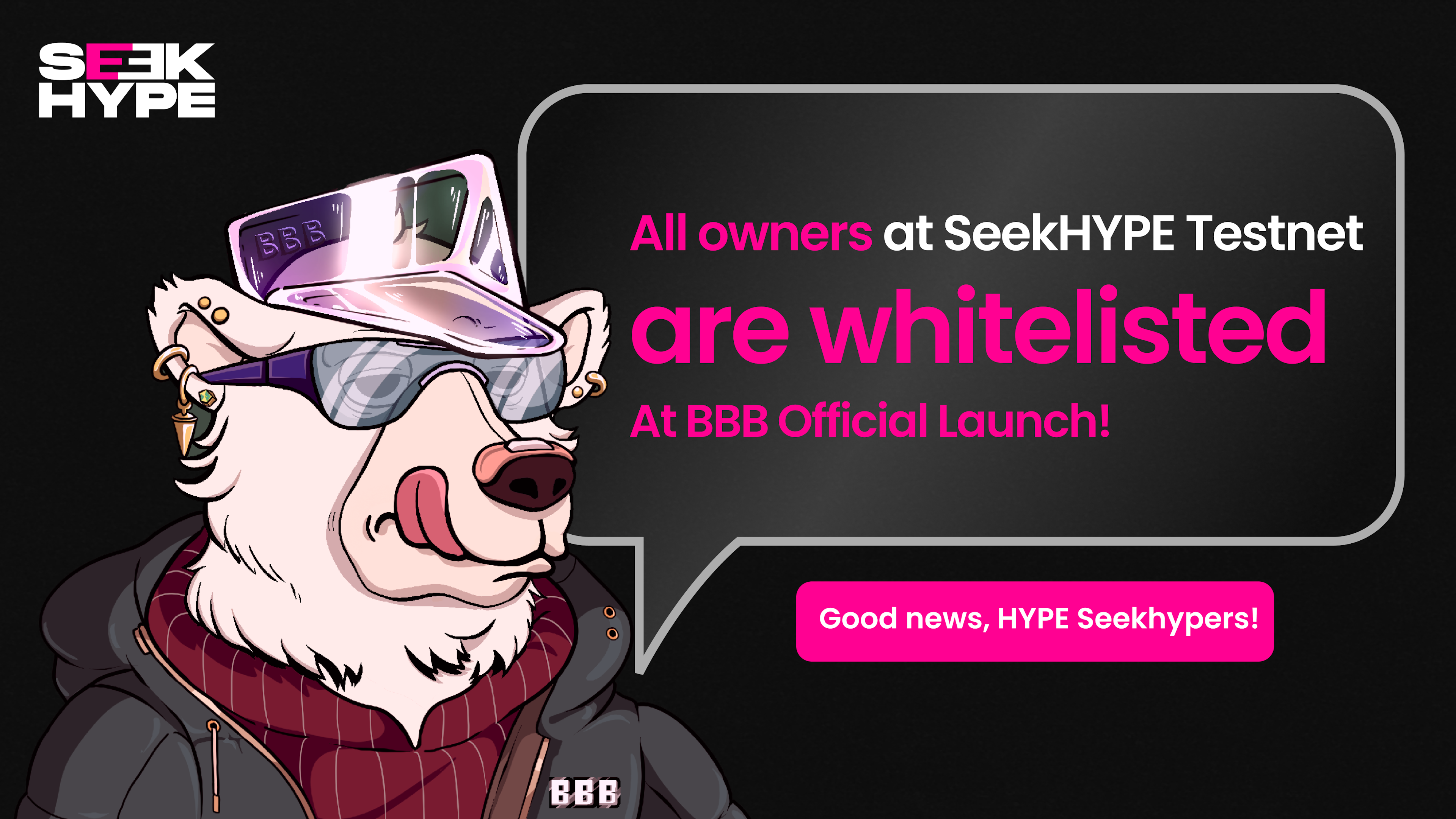 Business Bolar Bear NFT Collection announces whitelists for SeekHYPE testing owners.