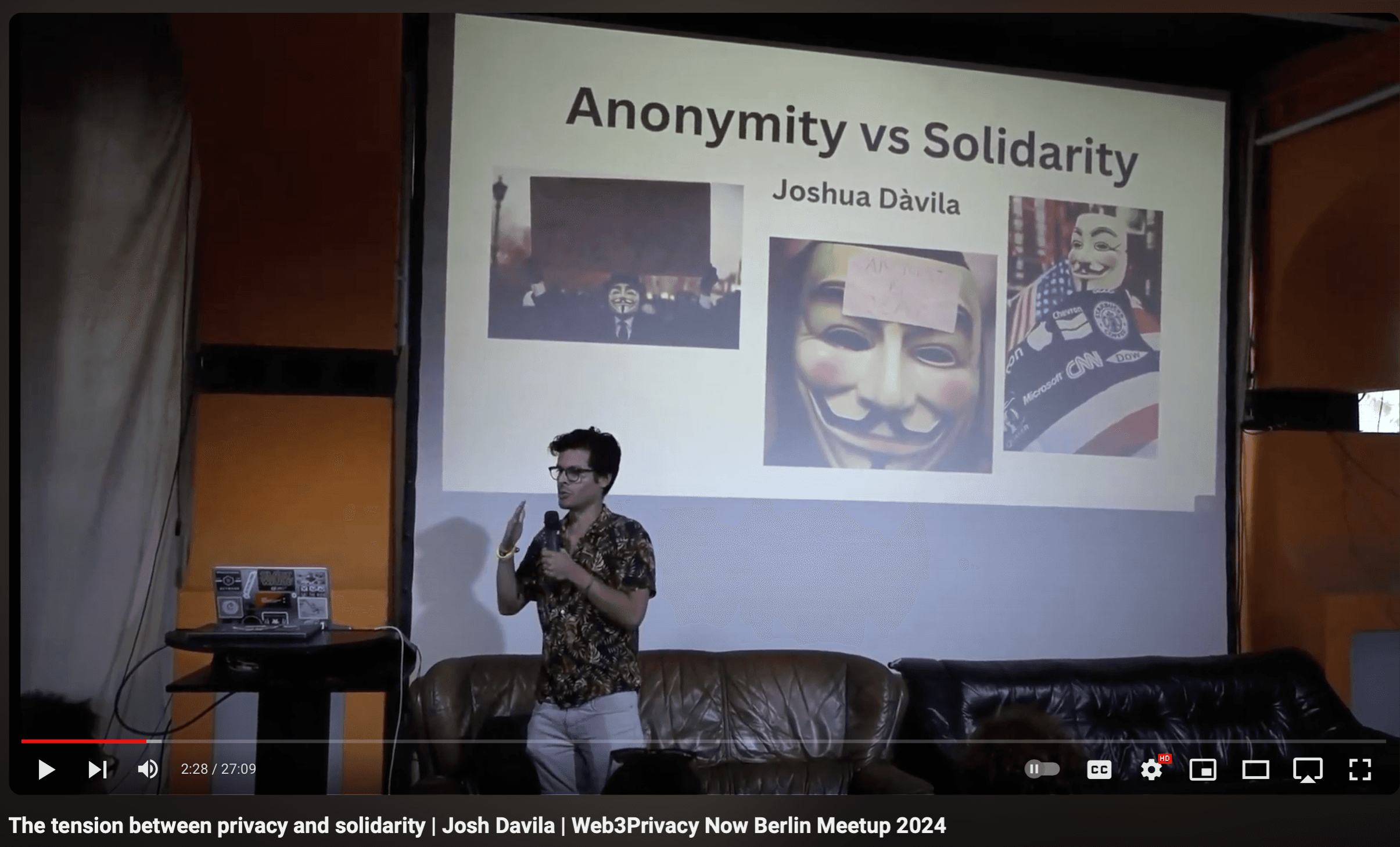 Josh Davila aka The Blockchain Socialist at Web3Privacy Now Berlin meetup, c-base 2024