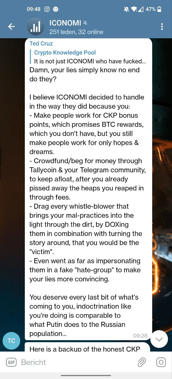 Date unknown unofficial ICONOMI Telegram 